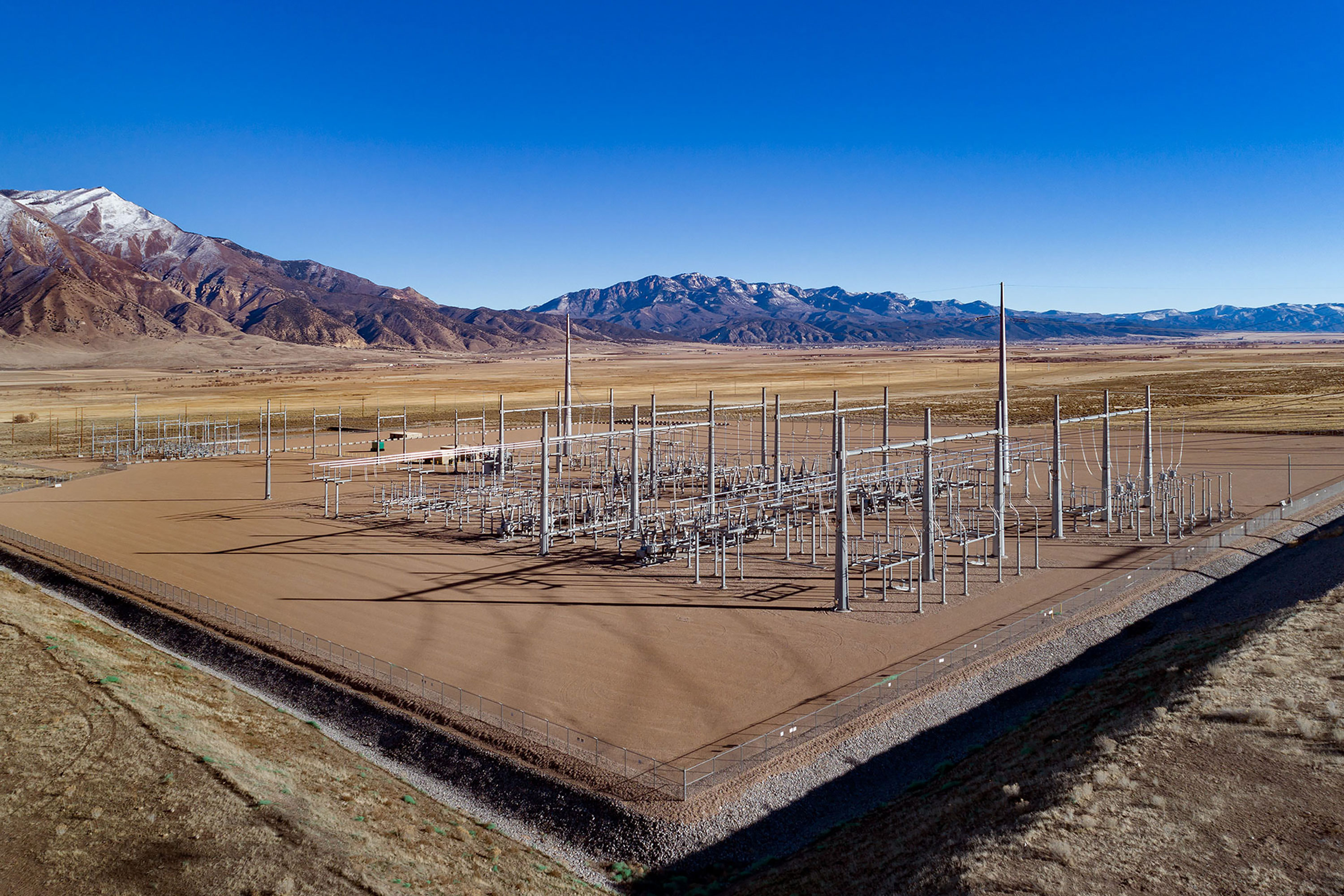 Electrical Substation - Mona, Utah. Aerial Photography by Alan Blakely. 