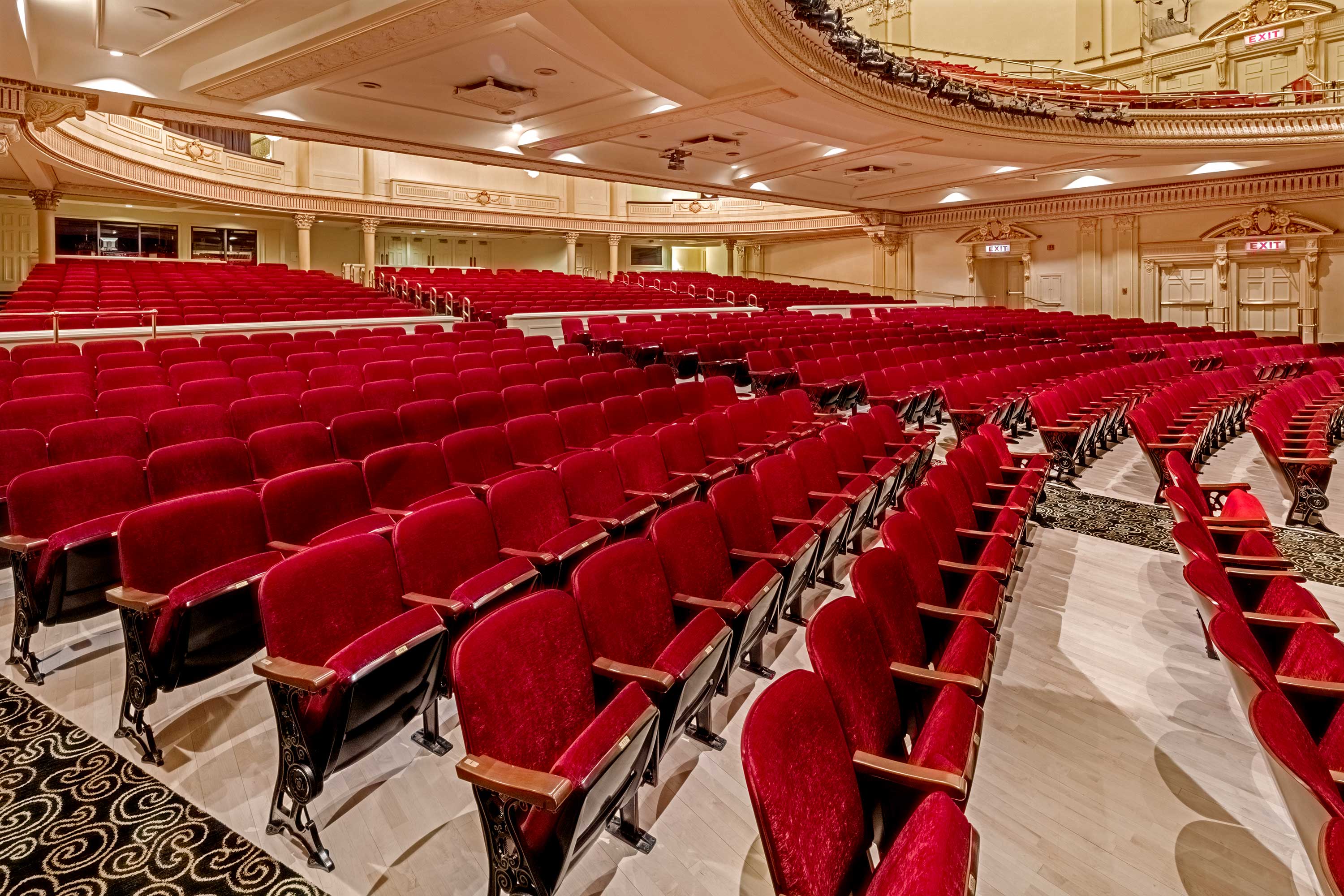 View of restored seating at the Capitol Theatre in Salt Lake City by Alan Blakely, architecture photographer.