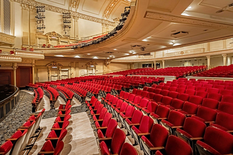 View balcony and floor seating at the Capitol Theatre in Salt Lake City by Alan Blakely, architecture photographer.