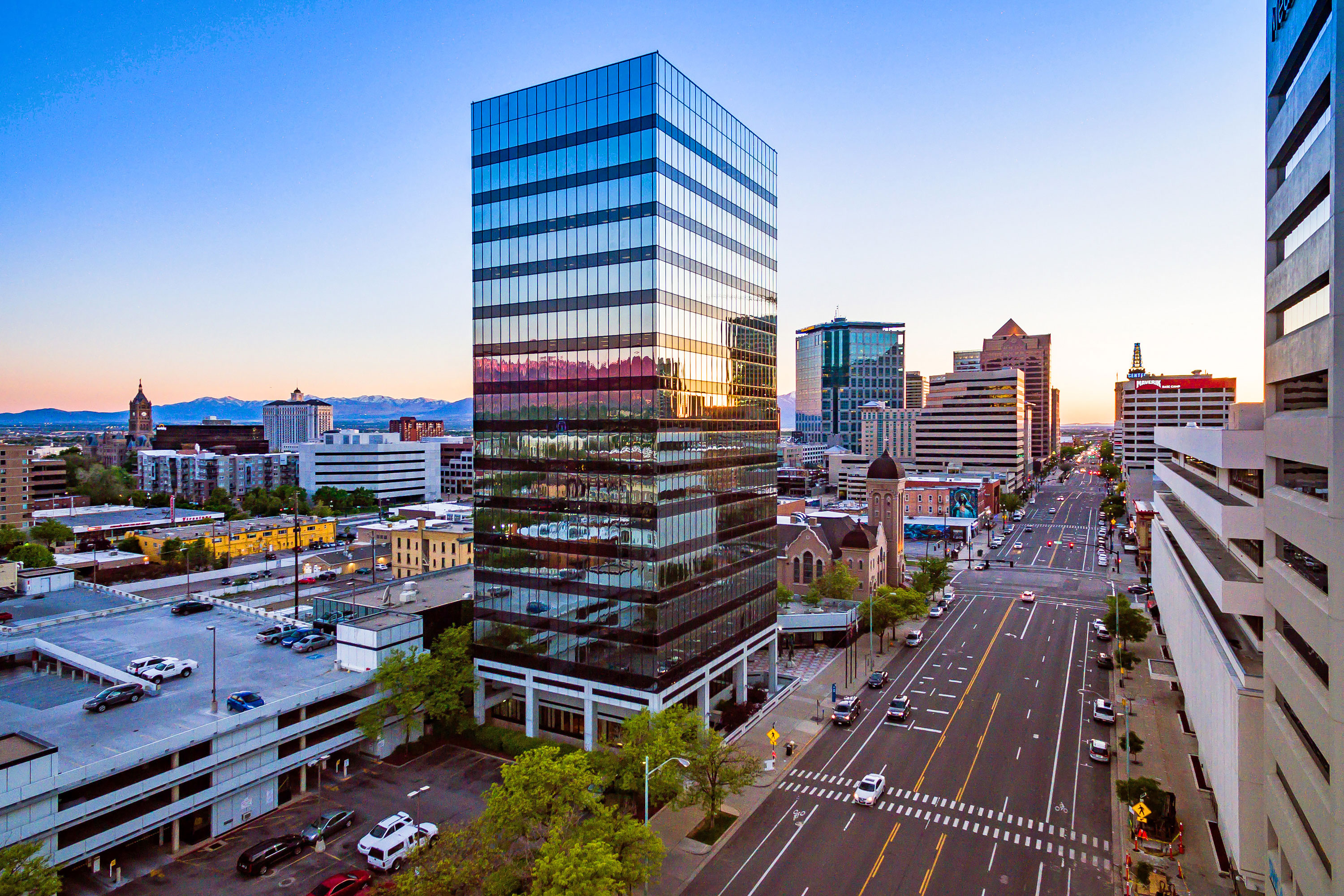 Office Tower - Salt Lake City, Utah. Aerial Photography by Alan Blakely. 