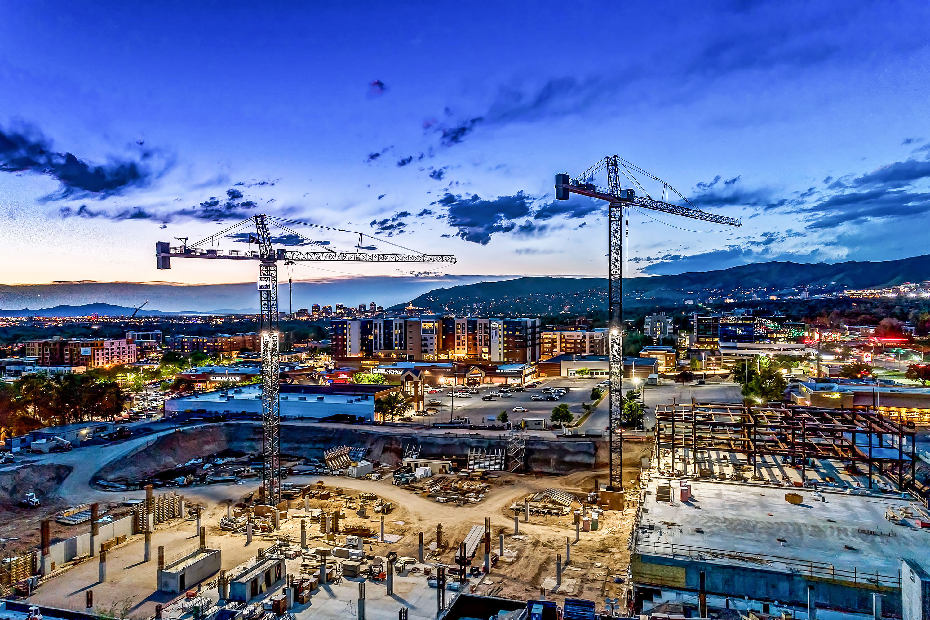 Construction Cranes - Salt Lake City, Utah. Aerial Photography by Alan Blakely. 